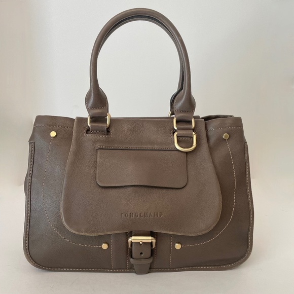 Longchamp Balzane Brown Hand Shoulder Saddle Bag Leather Made in France - Picture 1 of 15